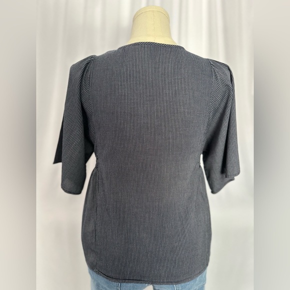 Banana Republic Striped Tie-Neck Embroidered Blouse (853) - Picture 3 of 15